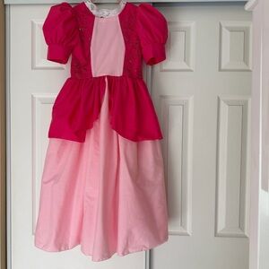 Princess Peach Pink Handmade Cotton Girl’s Dress - Puff Sleeve Costume
 Size 8